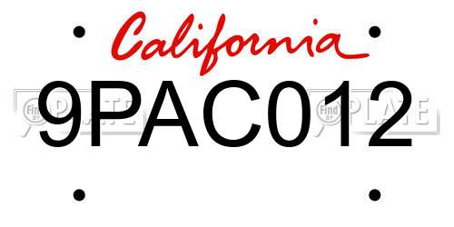 9PAC012 California License Plate