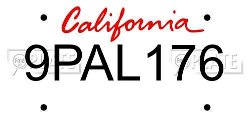 9PAL176 California License Plate
