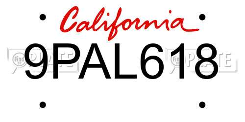 9PAL618 California License Plate