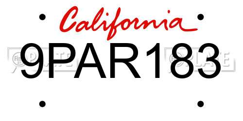 9PAR183 California License Plate