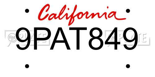 9PAT849 California License Plate