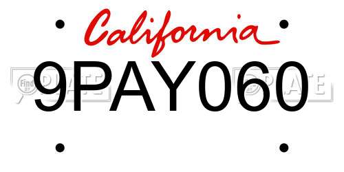 9PAY060 California License Plate