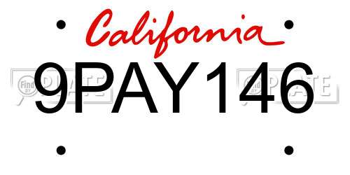 9PAY146 California License Plate