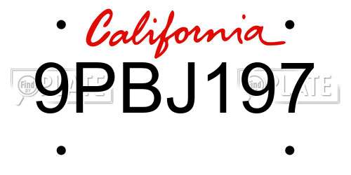 9PBJ197 California License Plate