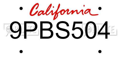 9PBS504 California License Plate