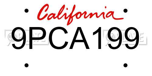 9PCA199 California License Plate