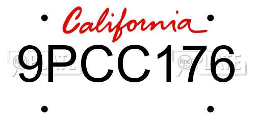 9PCC176 California License Plate