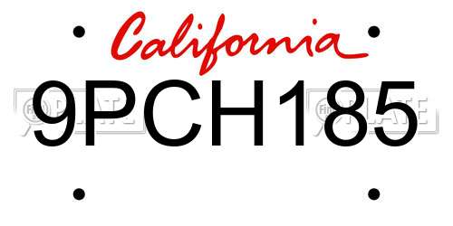 9PCH185 California License Plate