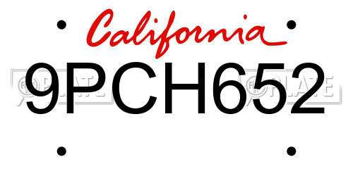 9PCH652 California License Plate