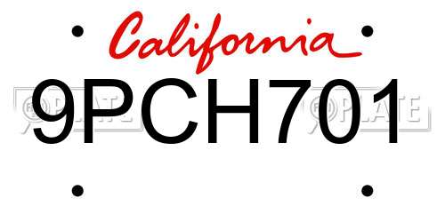 9PCH701 California License Plate