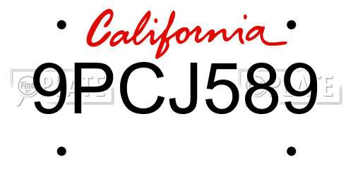 9PCJ589 California License Plate