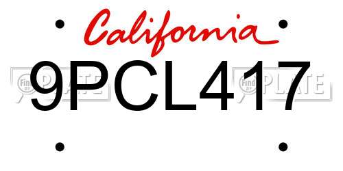 9PCL417 California License Plate