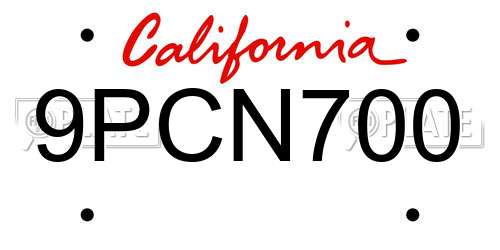 9PCN700 California License Plate