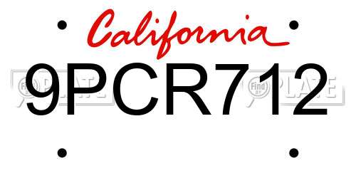 9PCR712 California License Plate