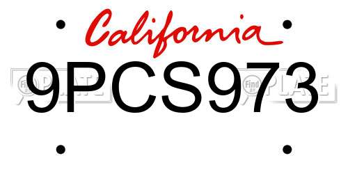 9PCS973 California License Plate