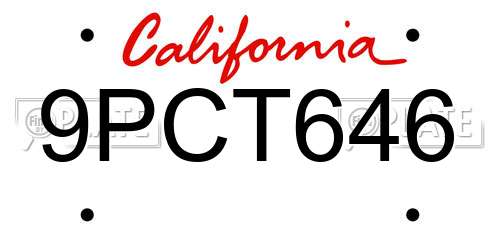 9PCT646 California License Plate