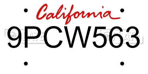 9PCW563 California License Plate