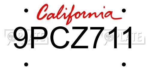 9PCZ711 California License Plate