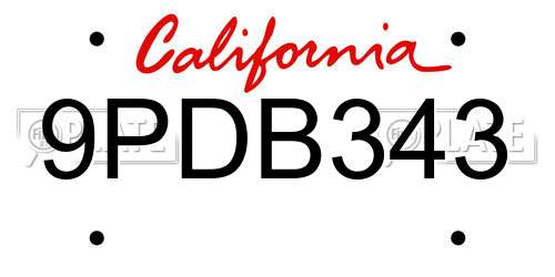 9PDB343 California License Plate