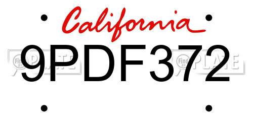9PDF372 California License Plate