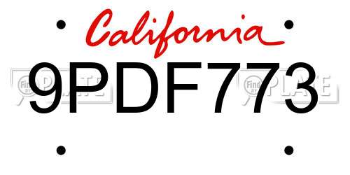 9PDF773 California License Plate