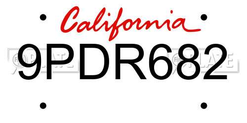 9PDR682 California License Plate