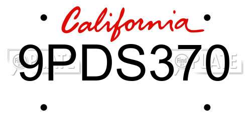 9PDS370 California License Plate