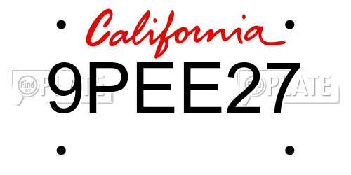 9PEE27 California License Plate