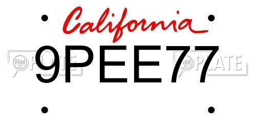 9PEE77 California License Plate