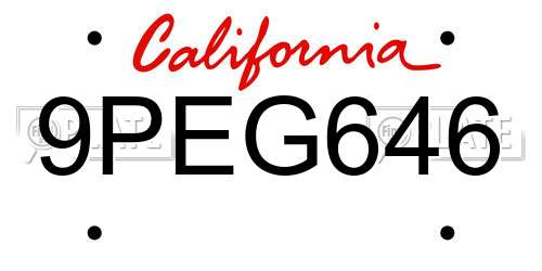9PEG646 California License Plate