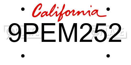 9PEM252 California License Plate