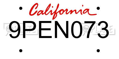 9PEN073 California License Plate