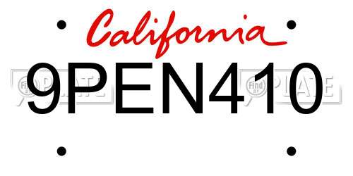 9PEN410 California License Plate