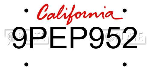 9PEP952 California License Plate