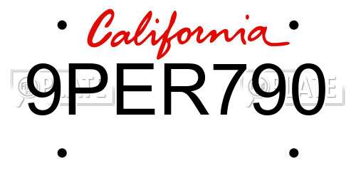 9PER790 California License Plate