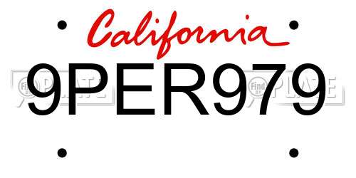 9PER979 California License Plate