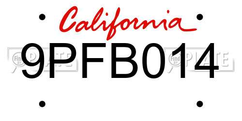 9PFB014 California License Plate