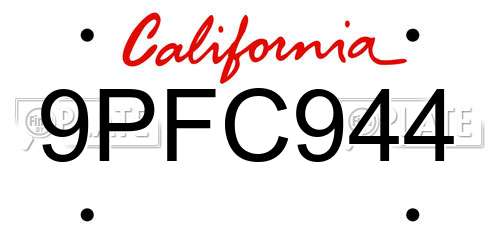9PFC944 California License Plate