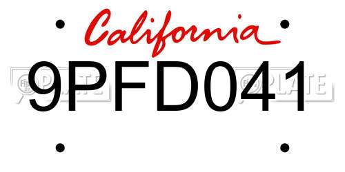 9PFD041 California License Plate