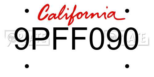 9PFF090 California License Plate
