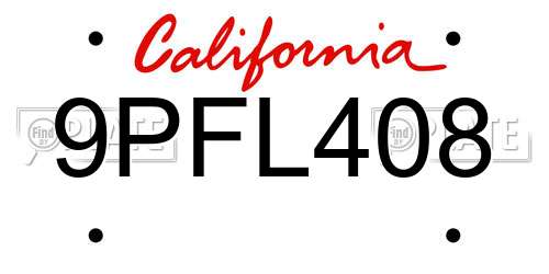 9PFL408 California License Plate