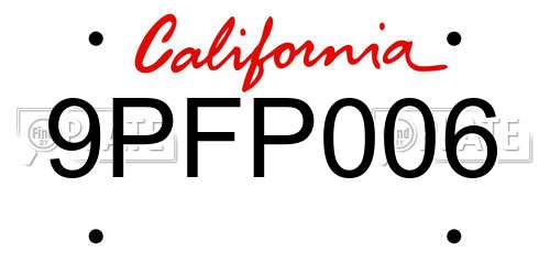 9PFP006 California License Plate