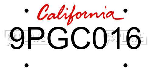 9PGC016 California License Plate