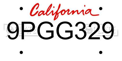 9PGG329 California License Plate