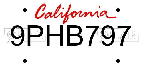 9PHB797 California License Plate