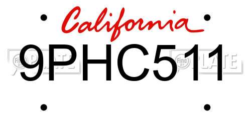 9PHC511 California License Plate