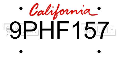 9PHF157 California License Plate