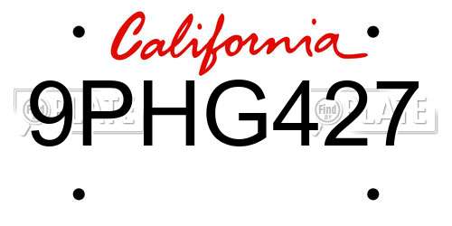 9PHG427 California License Plate