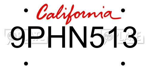 9PHN513 California License Plate
