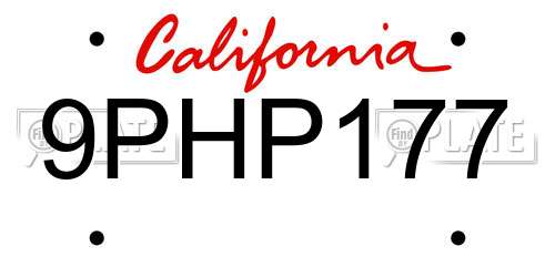 9PHP177 California License Plate